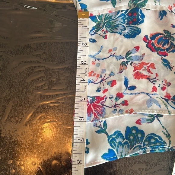 Laundry By Shelli Segal Floral Ruffle SideTie Short Sleeve Top Size L - Picture 13 of 15